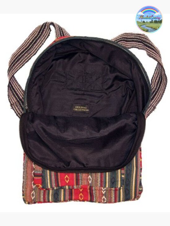 Handmade Woven Cotton Ethnic Hippie Backpack for Travel Hiking